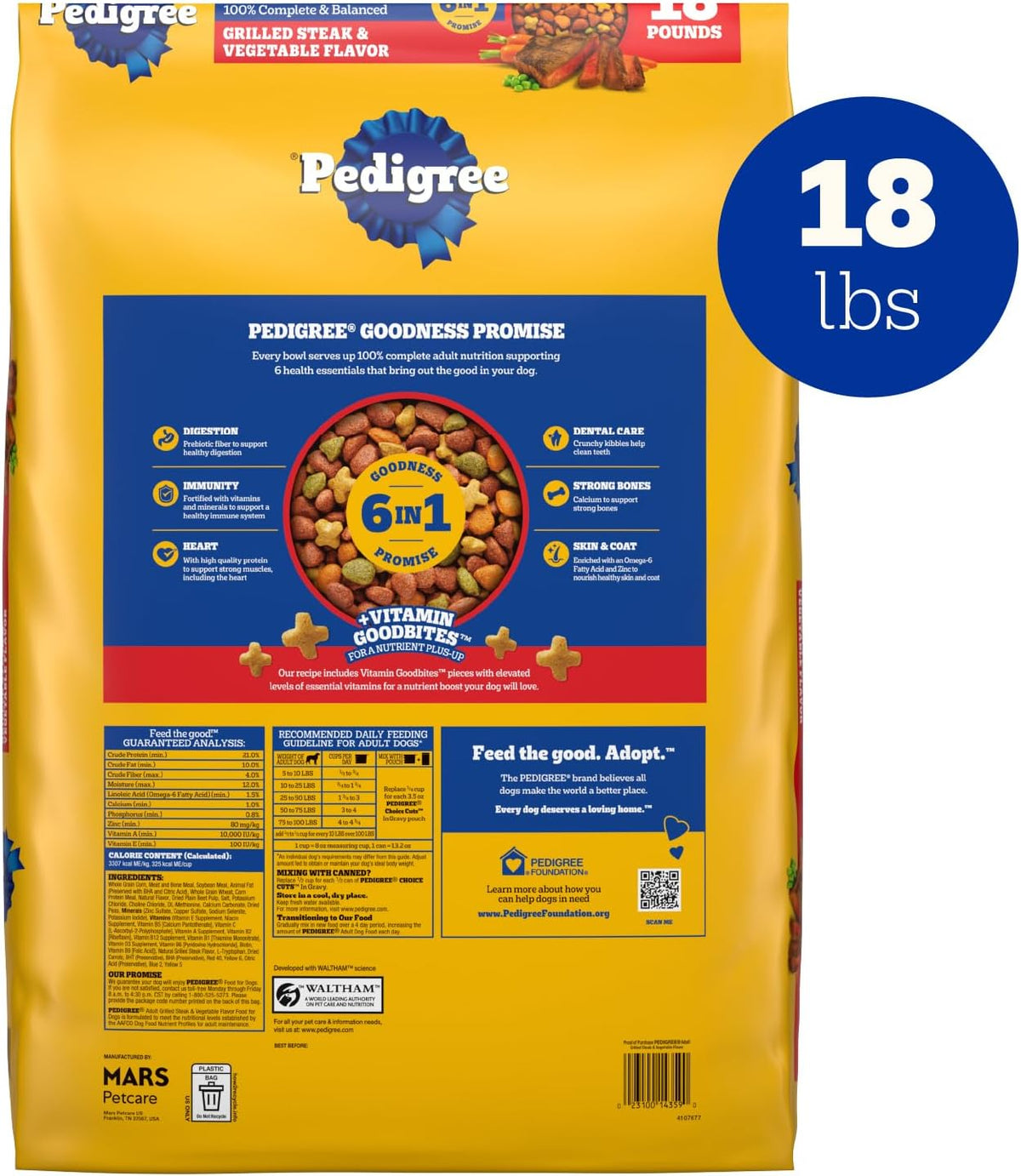 Pedigree Complete Nutrition Dry Dog Food, Steak & Vegetable
