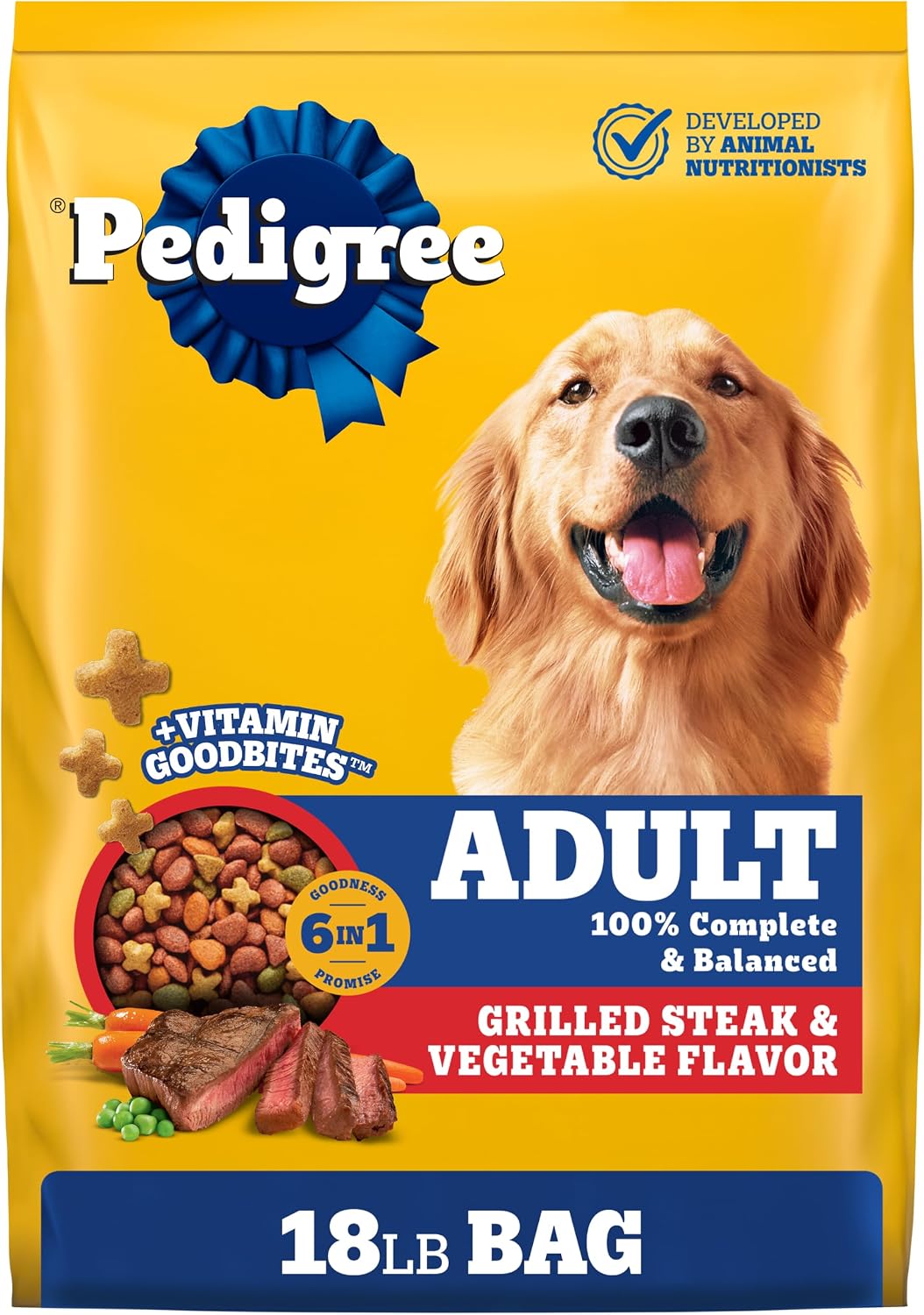 Pedigree Complete Nutrition Dry Dog Food, Steak & Vegetable