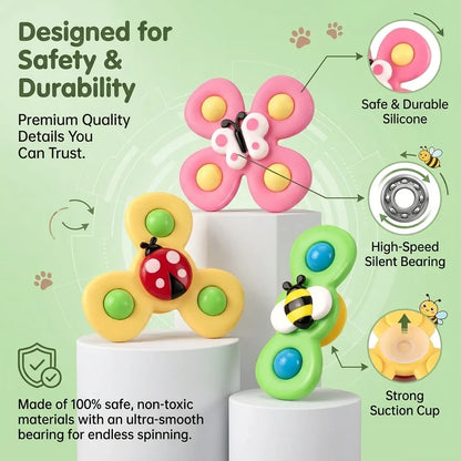 Suction Cup Cat Toy Set - Spinning Windmill & Insect Teasers