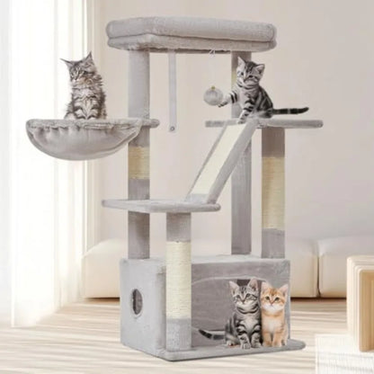 38-Inch Cat Tree for Indoor Cats | Kitten Tower with Condo, Hammock & Perch
