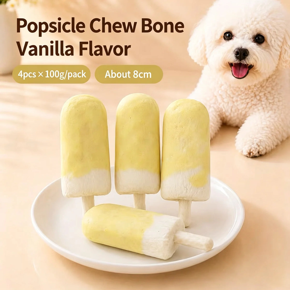 Chicken Wrapped Collagen Dog Chews - Ice Cream Glaze Flavor Dog Treat - Strawberry, Vanilla and Taro - Free Reward Snack for Dog