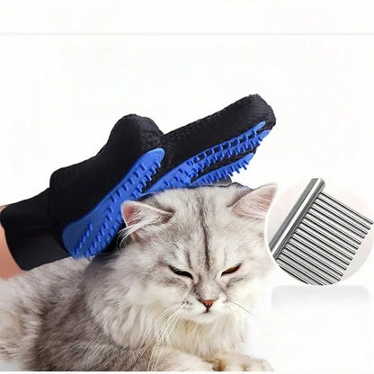 Pet Grooming Gloves for Cats and Dogs, Gentle Hair Removal Brush Mitt, Deshedding Bathing Massage Glove for Pet Cleaning