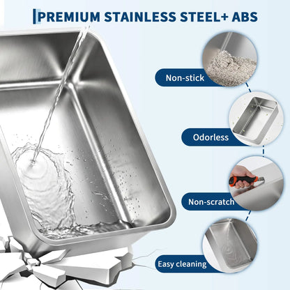 Enclosed Stainless Steel Litter Box With Lid Front Entry Top Exit