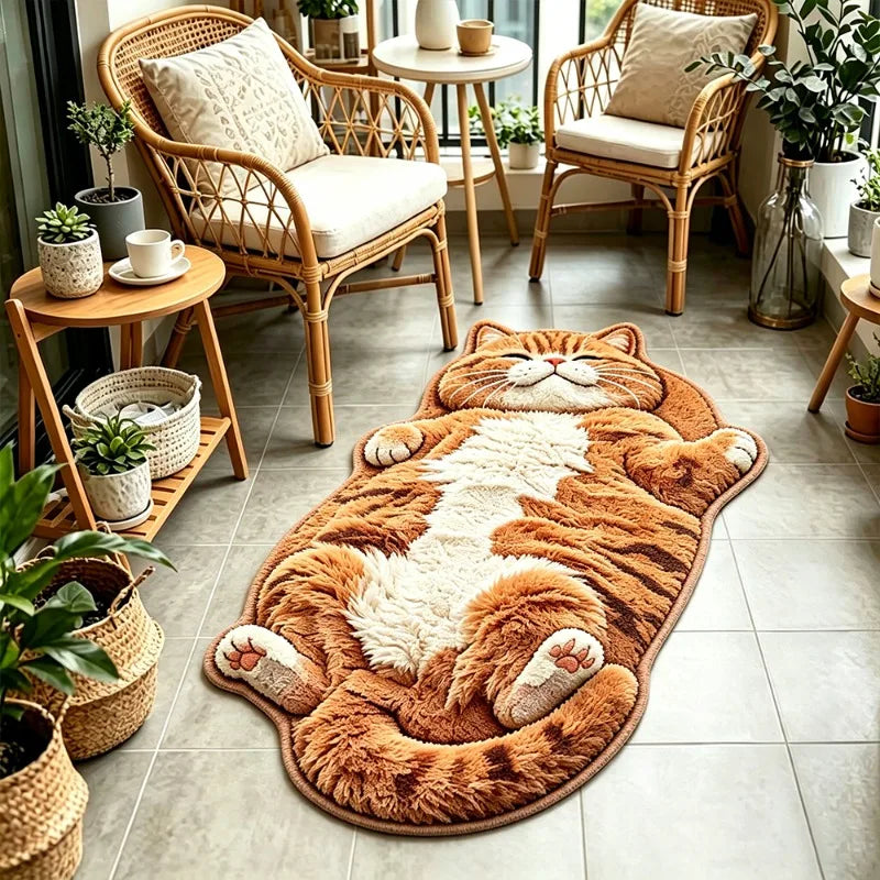 PurrPlush™ 🐱🤎 — Adorable Chubby Cat Rug