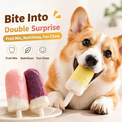 Chicken Wrapped Collagen Dog Chews - Ice Cream Glaze Flavor Dog Treat - Strawberry, Vanilla and Taro - Free Reward Snack for Dog