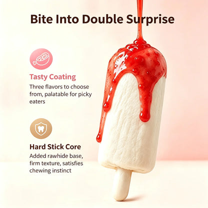 Chicken Wrapped Collagen Dog Chews - Ice Cream Glaze Flavor Dog Treat - Strawberry, Vanilla and Taro - Free Reward Snack for Dog