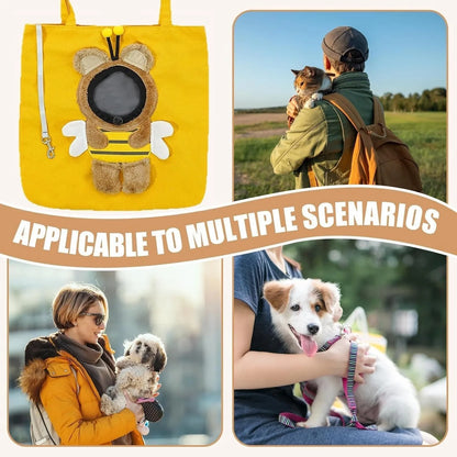 Portable Crossbody Pet Carrier Bag with Leash Set, Head-Out Shoulder Travel Bag for Cats Puppies Small Dogs Outdoor Walking